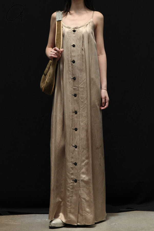 Mutedance 24 Spring/Summer Printed Flowing Long Dress MD-MD24SS30-K khaki PM141